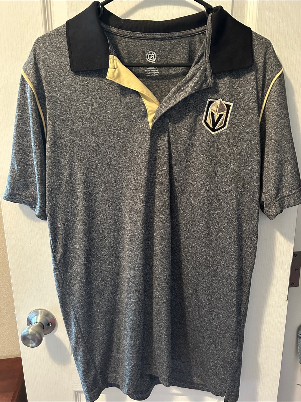 NHL Gray and Black Polo with Gold Accents